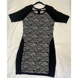 SANGRIA BLACK RAYON JERSEY SHEATH SWEATER DRESS Size L